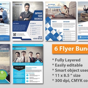 6 Corporate Flyer Bundle | Business Flyer Template | Photoshop CS/CC and MS Word Template, Instant Download
