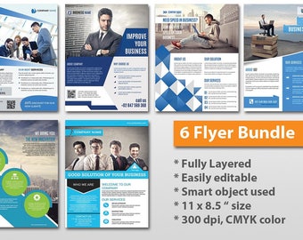 6 Corporate Flyer Bundle | Business Flyer Template | Photoshop CS/CC and MS Word Template, Instant Download