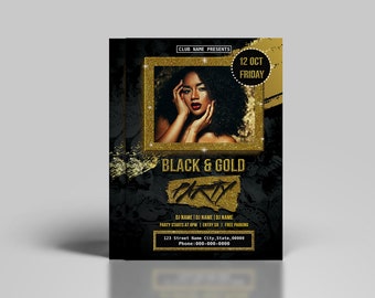 Black and Gold Party Flyer | Multipurpose Party Invitation Flyer Template, Photoshop and Element Template , Instant Download