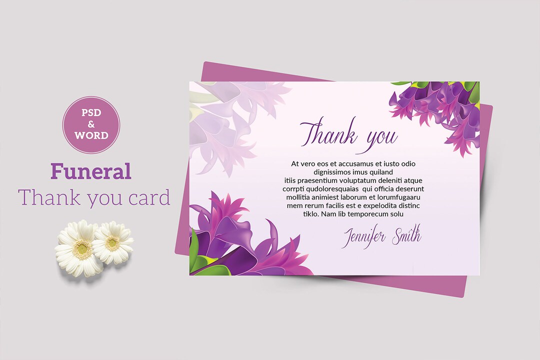 Funeral Thank You Card Template, Thank You Notes , Funeral