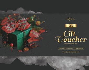 Gift Voucher | Holiday gift voucher template | Multipurpose Voucher |  Photoshop & Elements Template | Instant download