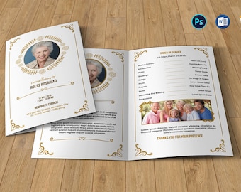 Funeral Program Template | Obituary Template  | MS Word , Photoshop & Mac Page Template | Instant Download--Fp-013