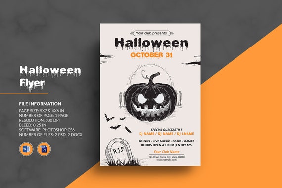 Halloween Party Flyer Template Printable Halloween Party - Etsy