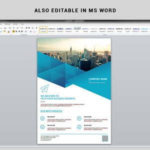 Corporate Flyer Template A4 Business Flyer Ms Word and Photoshop Template, Instant Download image 3