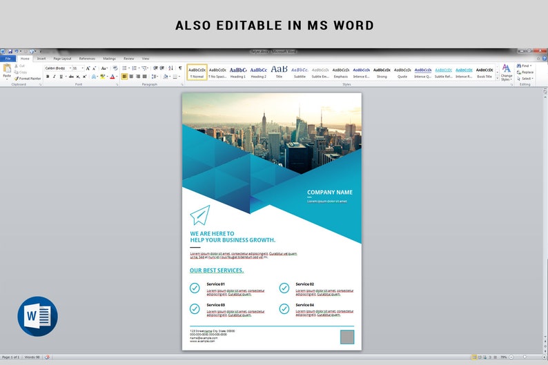 Corporate Flyer Template A4 Business Flyer Ms Word and Photoshop Template, Instant Download image 3