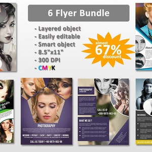 Photography Flyer Template  | 6 Photography Flyer Bundle  | Photoshop  Template | Instant Download