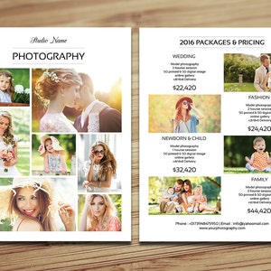Photography Pricing Guide Template | Wedding Photography Price List | Photoshop & Elements Template | Instant Download