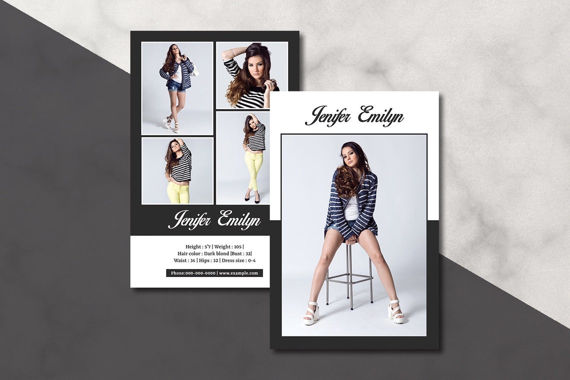 Model Comp Card Template Fashion Modeling Comp Card | Etsy