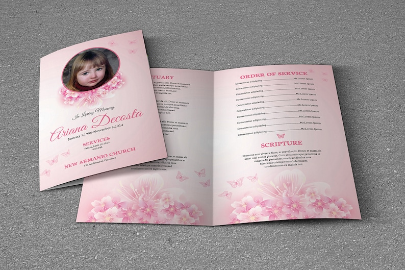 Child Funeral Program Template Obituary Template Ms Word Etsy