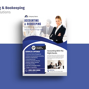 Plantilla de volante de servicio de contabilidad y teneduría de libros / Diseño profesional para servicios financieros, plantilla de Photoshop y Ms Word