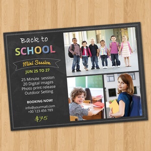 Back to School Mini Session Template |  Back to School Mini Session Marketing Board | Photoshop and Elements Template | Instant Download
