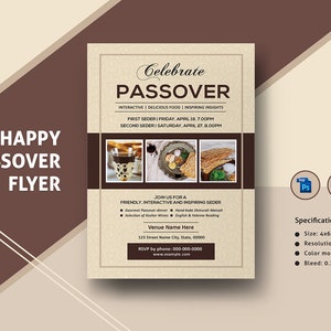Printable Passover Flyer Template |  Photoshop and MS Word Template