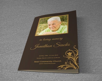 Printable Funeral Program Template | memorial program program template | Photoshop, Mac page and MsWord template | Instant Download | T-155