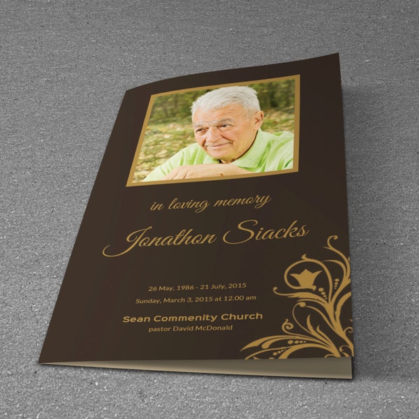 Printable Funeral Program Template | memorial program program template | Photoshop, Mac page and MsWord template | Instant Download | T-155