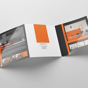 Modello di brochure pieghevole quadrato con design d'interni elegante / Modello InDesign / Download immediato