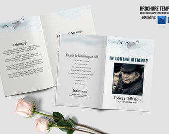 Printable Funeral Program Template | Obituary Template | Ms Word & Photoshop template | Instant Download Fp-543