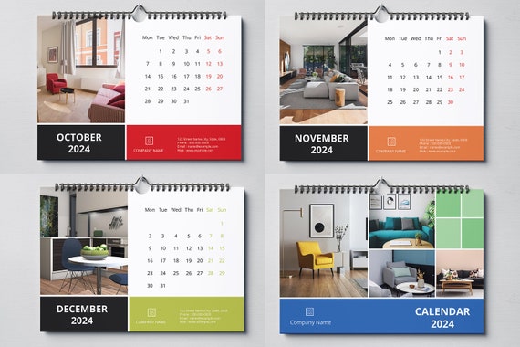2024 Desk Calendar Template Corporate Desk Calendar Office Calendar  Photoshop and Illustrator Template Instant Download - Etsy