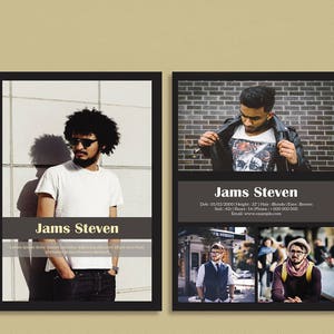 Printable Modeling Comp Card Template: MS Word, Photoshop (Instant Download)