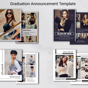 4 Graduation Invitation Template Bundle |  Graduation Announcement Template |  Photoshop & MS Word Template, Instant Download