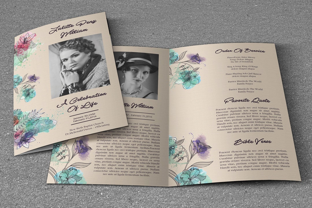 Vintage Funeral Program Template Obituary Template - Etsy