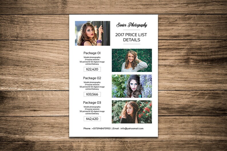 Senior Photography Price List Template Photography Pricing Etsy