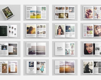 Photography Magazine Template 32 pages | Photography Portfolio Brochure Template | Fashion Lookbook | Photoshop and InDesign Template |
