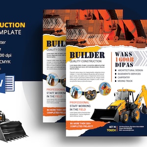 Construction Company Flyer Template: Printable Business Design (Photoshop, Word)