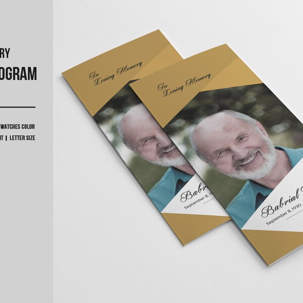 Trifold Funeral Program Template | Memorial Obituary Template | MS Word, Mac Page and Photoshop Template | Instant Download | Fp-161