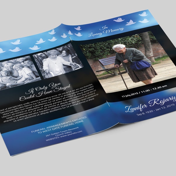 Funeral Program Template | Printable Obituary Template | MS Word, Mac Page and Photoshop Template | Instant Download--Fp-095