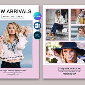 Modello di volantino per cartoline di moda / Marketing della moda / Modello Ms Word, Photoshop e Canva / Download immediato