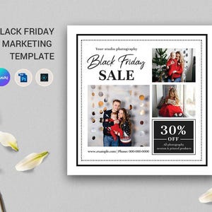 ブラックフライデー マーケティング テンプレート、ブラックフライデー 写真マーケティング | Photoshop および Canva テンプレート | 即時ダウンロード