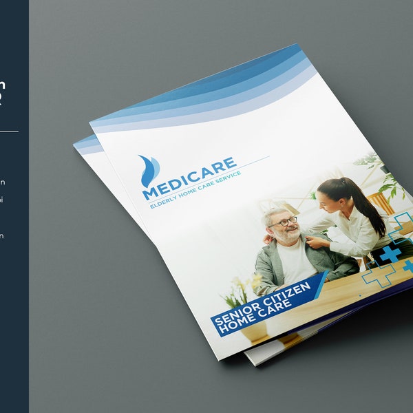 Multipurpose Home Care Center Presentation Folder Template.  Photoshop Template | Instant Download