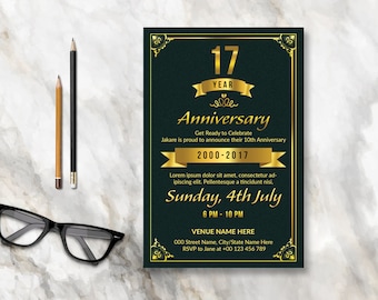 Anniversary Invitation Flyer Template | 2 Size 4x6 and 8.5x11 inch | Ms Word, Photoshop & Elements Template, Instant Download
