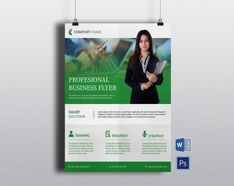 Minimal Corporate Flyer Template |  Creative Business Flyer Template | Photoshop & Ms Word Template, Instant Download