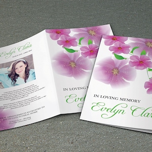 Floral Bestattungsprogramm Vorlage | Nachruf Vorlage | Photoshop, Mac Page und MS Word Template | Sofortiger Download--Fp-114