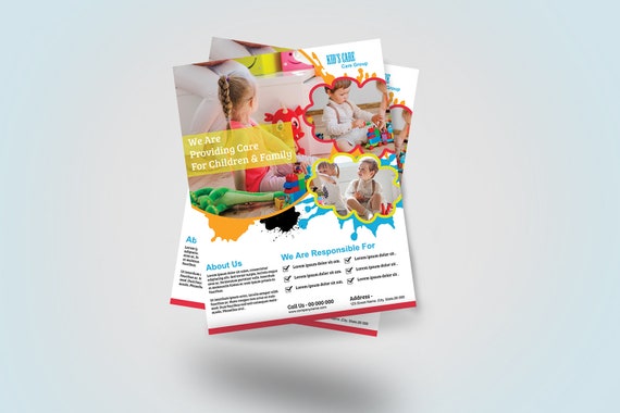 Kinderpflege Flyer Vorlage Photoshop Und Ms Word Vorlage Etsy