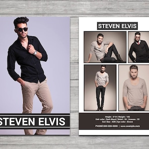 Model Comp Card Template: MS Word, Photoshop, Canva (Instant Download)
