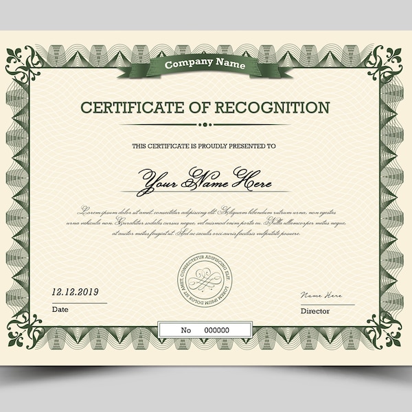 Certificate Template  | Multipurpose Certificate,  MS Word, Photoshop & Elements Template | Instant Download