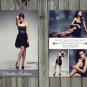 Modeling Comp Card Template Model Comp Card Photoshop, Elements & MS Word Template Instant Download mc-01 image 1