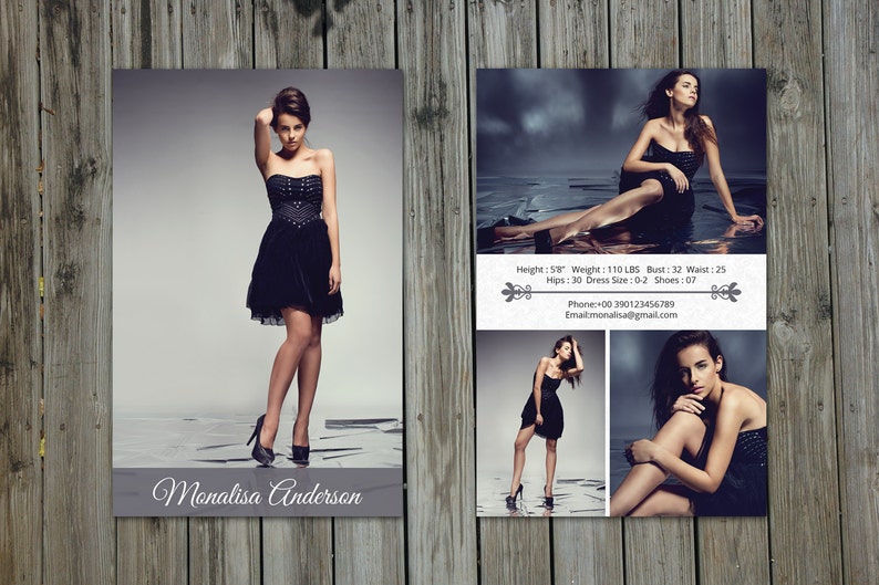 Modeling Comp Card Template Model Comp Card Photoshop, Elements & MS Word Template Instant Download mc-01 image 1