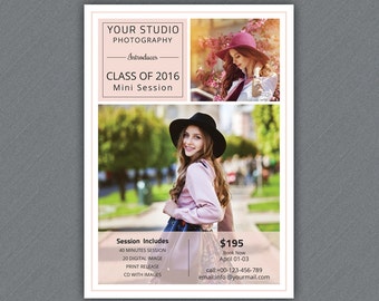 Senior Photography mini session  Template | Photography  Marketing Board  | Photoshop & Elements Template | Instant Download