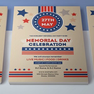 Us Memorial Day Flyer Template | Memorial Day Celebration Invitation ...