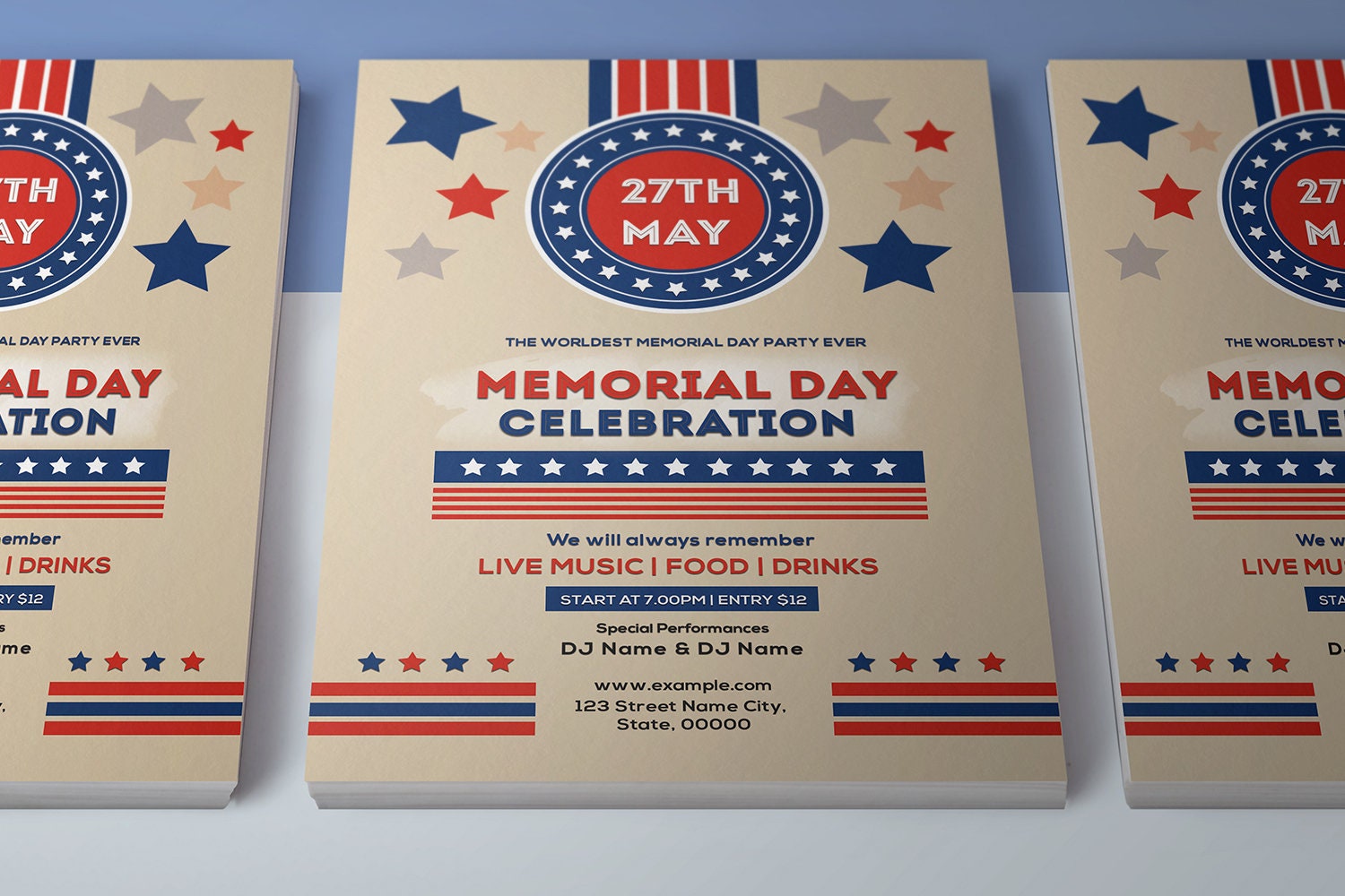 Us Memorial Day Flyer Template | Memorial Day Celebration Invitation ...