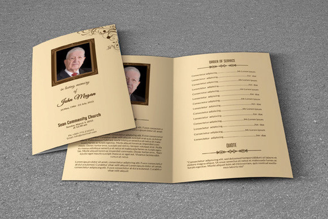 Printable Funeral Program Template Obituary Template - Etsy