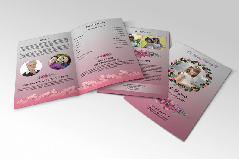 Child Funeral Program Template Obituary Template Etsy