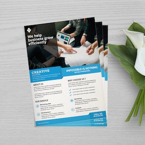 Minimal Business Flyer |  Clean Corporate Flyer Template, Printable flyer design |   Ms Word and Photoshop Template, Instant Download