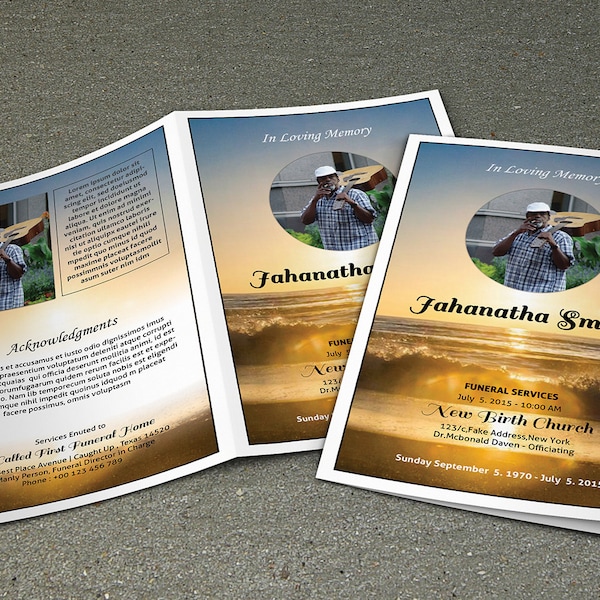 Funeral Program Template word  | Obituary Template | Photoshop, Mac Page & MS Word Template | Instant Download | FP-177