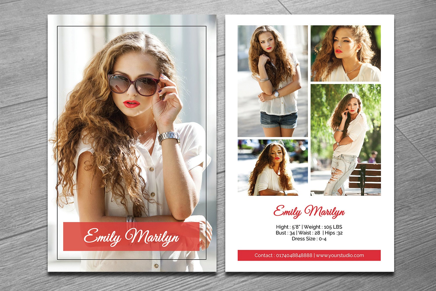 Model Comp Card Size