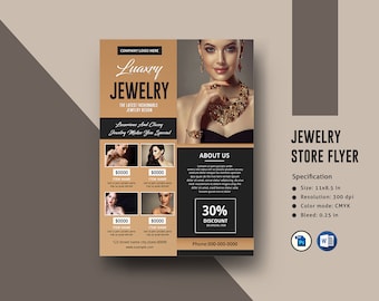 Jewelry Store  flyer Template , Product Promotion Flyer Template | Product Display Flyer |  Photoshop & Ms Word Template, Instant Download