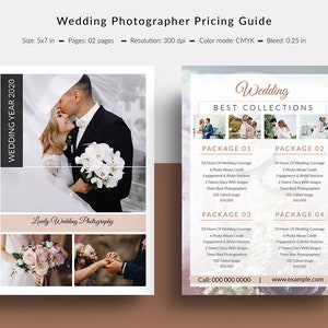 Photography Price list Template | Wedding Photography Pricing Guide  | Photoshop & Elements Template | Instant Download